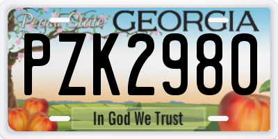 GA license plate PZK2980