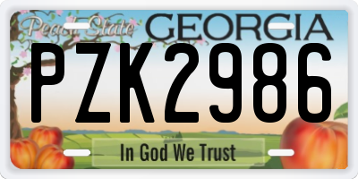 GA license plate PZK2986