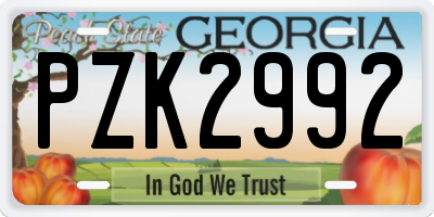 GA license plate PZK2992