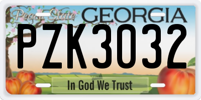 GA license plate PZK3032