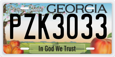 GA license plate PZK3033