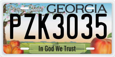 GA license plate PZK3035