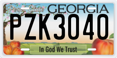 GA license plate PZK3040