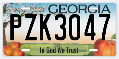 GA license plate PZK3047