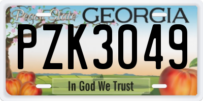 GA license plate PZK3049