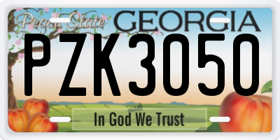GA license plate PZK3050
