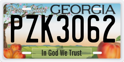 GA license plate PZK3062