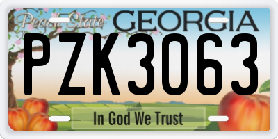 GA license plate PZK3063