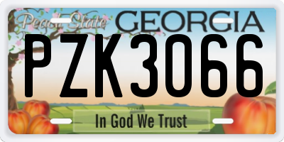 GA license plate PZK3066