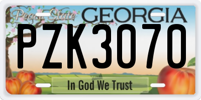 GA license plate PZK3070