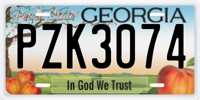 GA license plate PZK3074