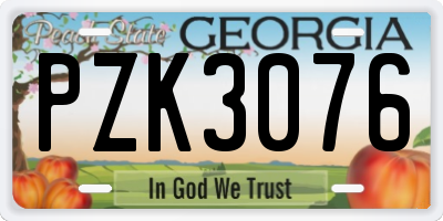 GA license plate PZK3076