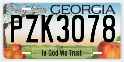 GA license plate PZK3078