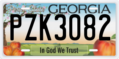 GA license plate PZK3082