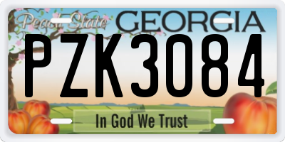 GA license plate PZK3084