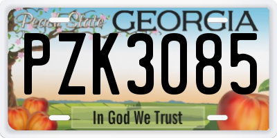 GA license plate PZK3085