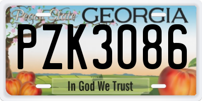 GA license plate PZK3086