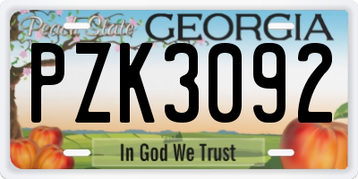 GA license plate PZK3092