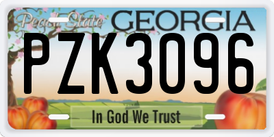 GA license plate PZK3096