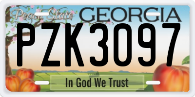 GA license plate PZK3097