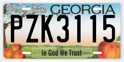 GA license plate PZK3115