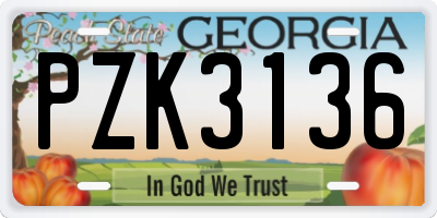 GA license plate PZK3136