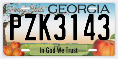 GA license plate PZK3143