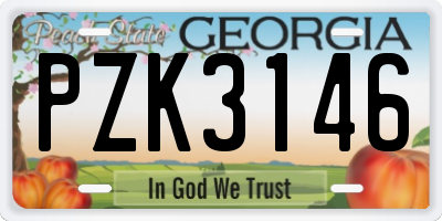 GA license plate PZK3146
