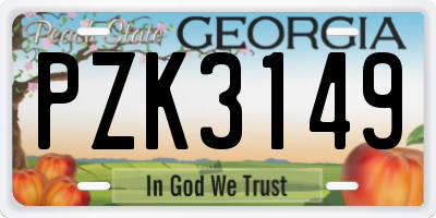 GA license plate PZK3149
