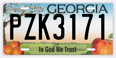 GA license plate PZK3171