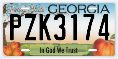 GA license plate PZK3174