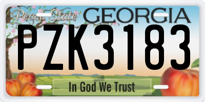GA license plate PZK3183