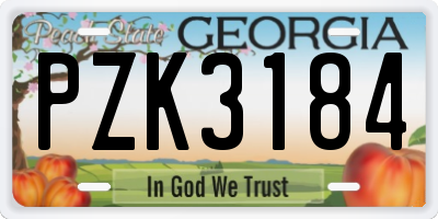 GA license plate PZK3184