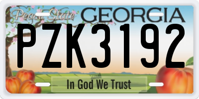 GA license plate PZK3192