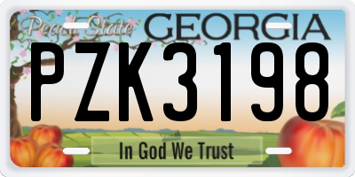 GA license plate PZK3198