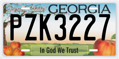 GA license plate PZK3227