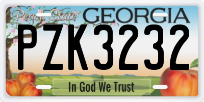 GA license plate PZK3232