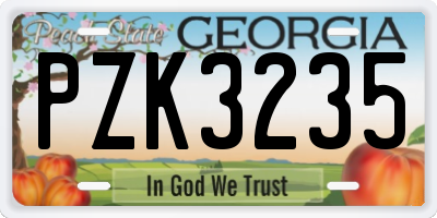 GA license plate PZK3235