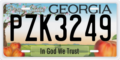 GA license plate PZK3249