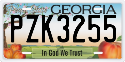 GA license plate PZK3255
