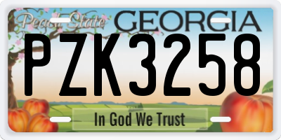 GA license plate PZK3258