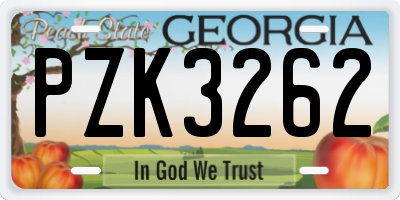GA license plate PZK3262