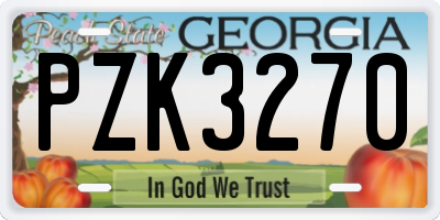 GA license plate PZK3270