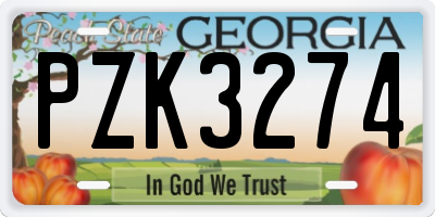 GA license plate PZK3274