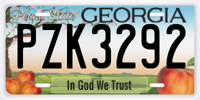 GA license plate PZK3292