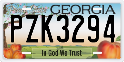 GA license plate PZK3294
