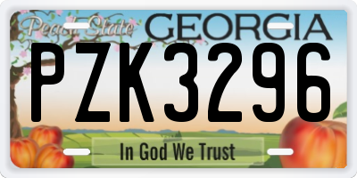 GA license plate PZK3296