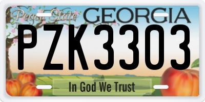 GA license plate PZK3303