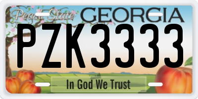 GA license plate PZK3333