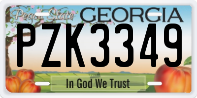 GA license plate PZK3349